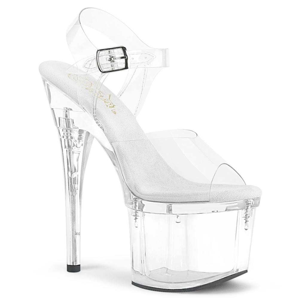 Pleaser - ESTEEM708 Sandale à bride à la cheville, Pole dance chaussures - Chaussures de pole dance - Transparent Product image